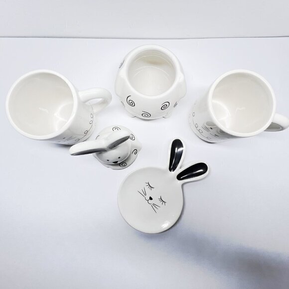Nordstrom Easter Tea Party Bunny Ceramic Mugs Plate Canister Set NWOT - Picture 3 of 8